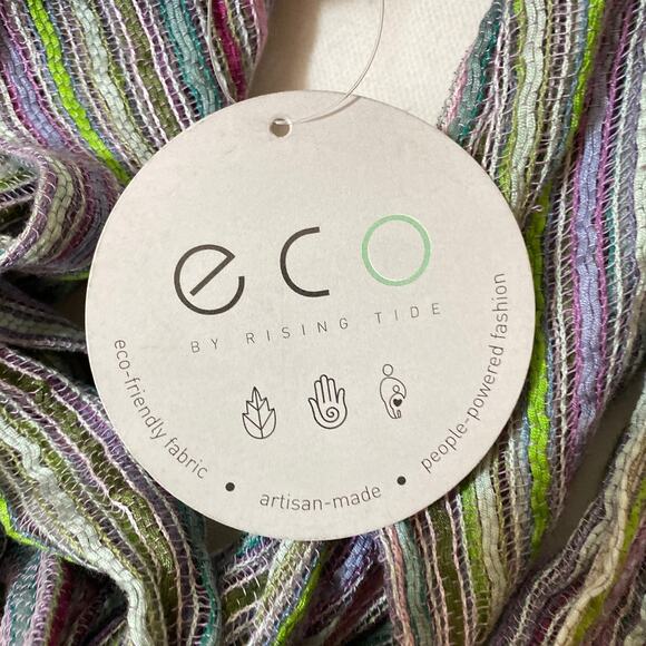NEW Infinity Scarf by ECO Rising Tide Pink Teal Multicolor Boho Striped Hippie - Picture 4 of 10